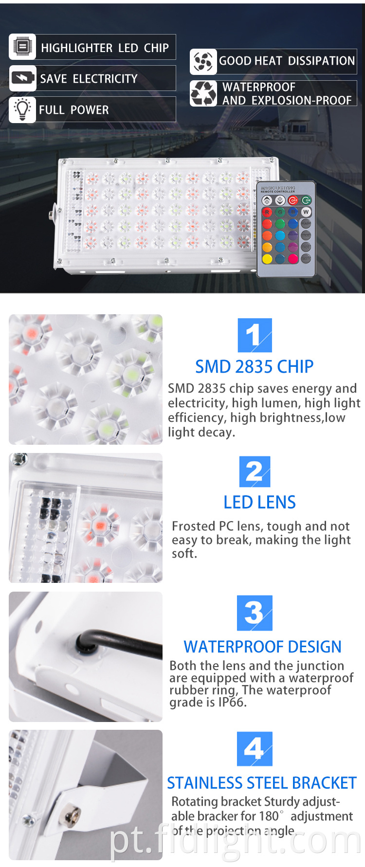 High power wintersweet outdoor smd led flood light 